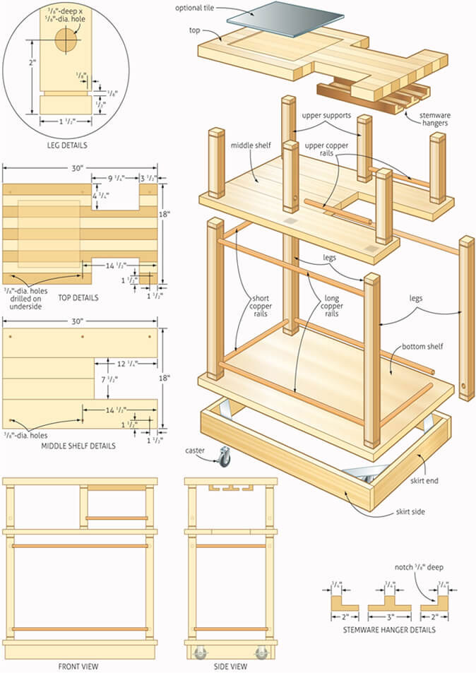Detailed woodworking blueprint diagram showing measurements and project construction details